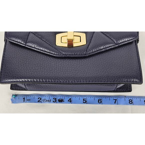 LE SAUNDA BLACK QUILTED VEGAN LEATHER CROSSBODY BAG W/ CONVERTABLE FLAPS 8" x 6" - Picture 14 of 14